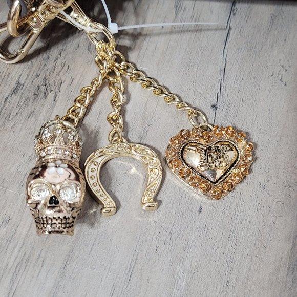 NWT Betsey Johnson Wild West Brown Bling Studs Satchel Crossbody Purse - Picture 6 of 14